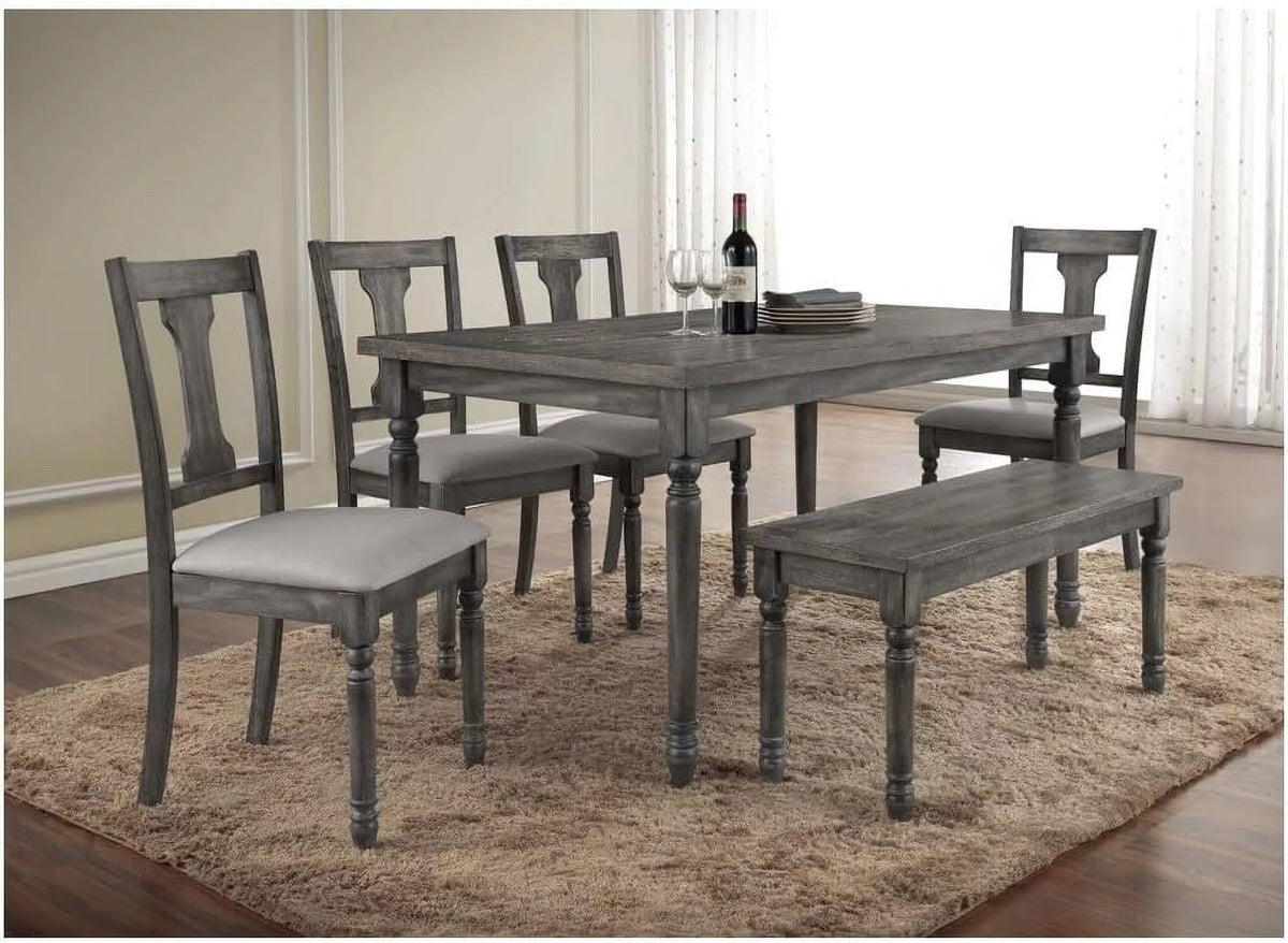 Grey Wood Veneer Distressed Dining Table D520