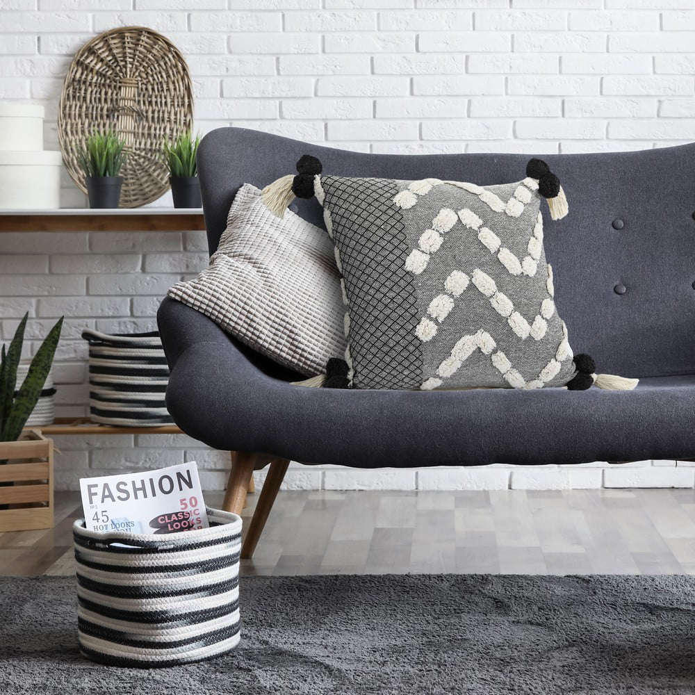 20" x 20" Hand-stitched Gray White Geometric Organic Cotton Pillow Cover S1205