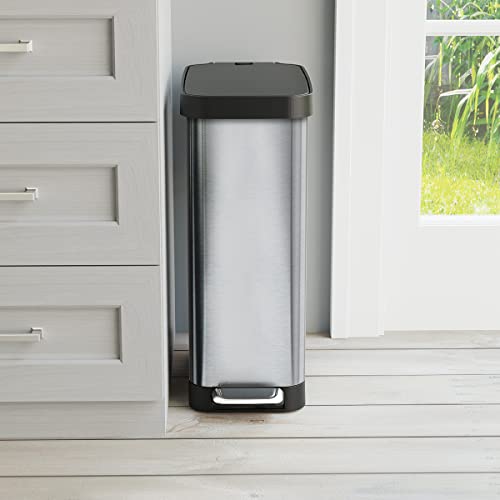 45 Liter Stainless Steel Slim Trash Can with Soft Close Lid R49077