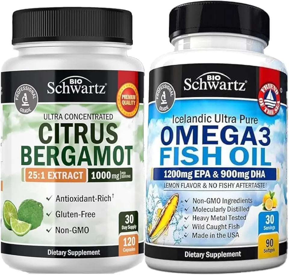 Omega 3 Fish Oil Softgels Plus 1000mg Citrus Bergamot Supplement M1322