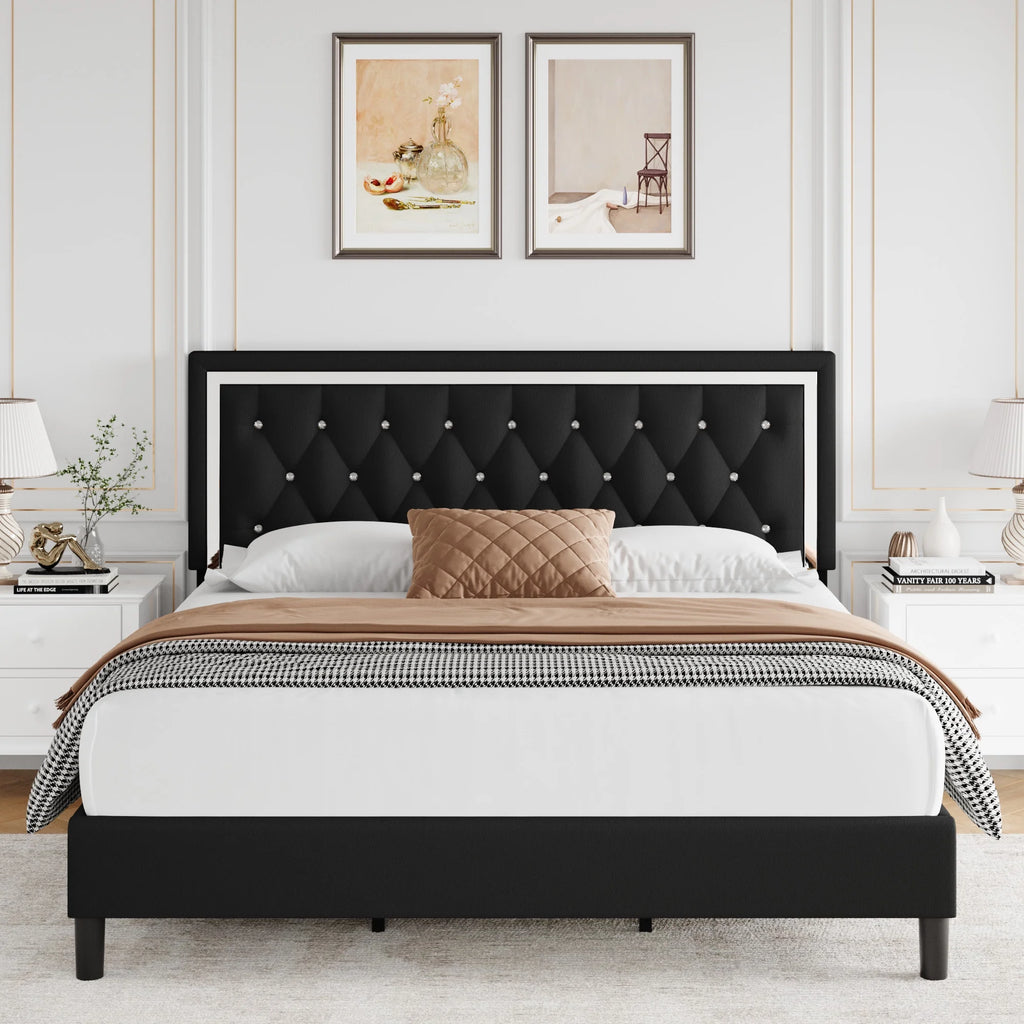 King Bed Frame with Adjustable Headboard B2833