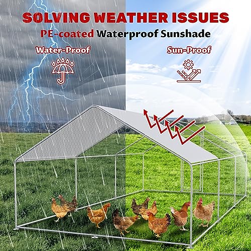 Large Metal Chicken Coop with Waterproof Cover Q7611