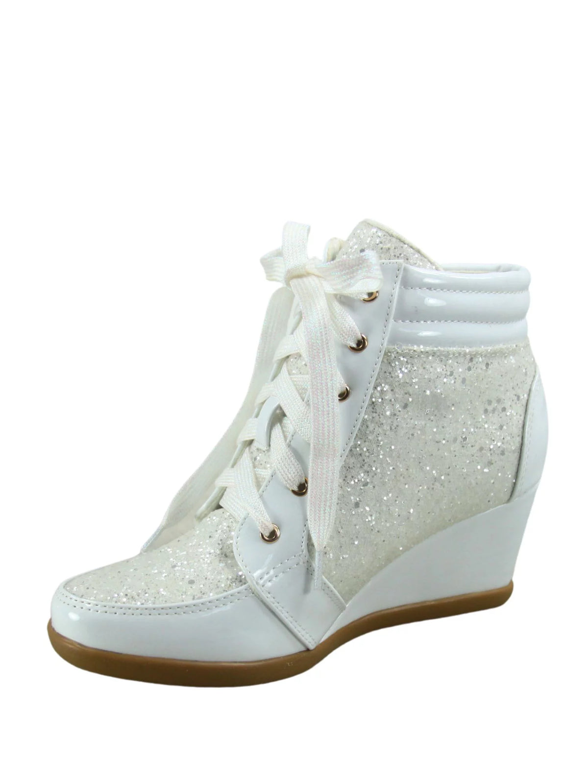 White Lace Up Low Wedge Sneaker Shoes H61252