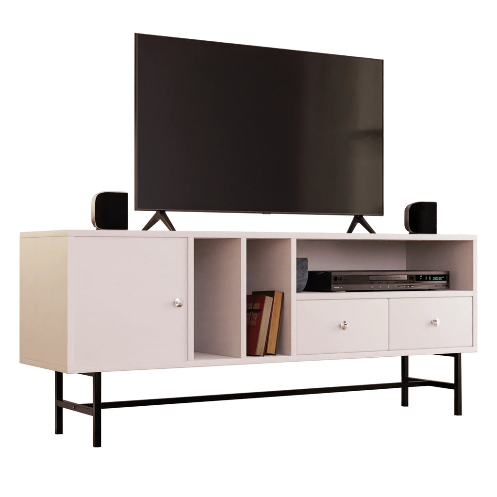 Mid-Century Modern Rectangular TV Stand with Enclosed Storage M6825
