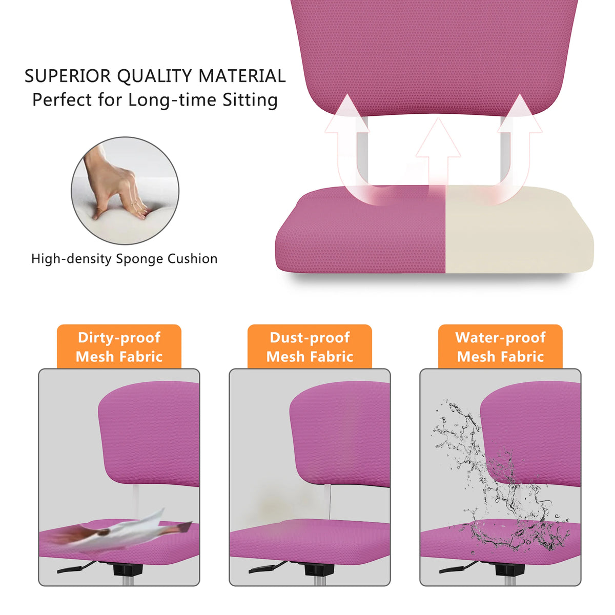 Pink Ergonomic Office Chair with Lumbar Support Y8495