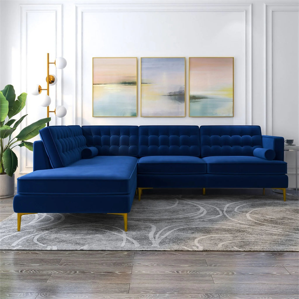 Blue Velvet Left-Facing Sectional E64442