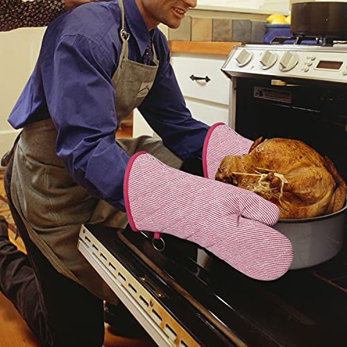 1 Pair 100% Cotton Heat Resistant Oven Mitts F560