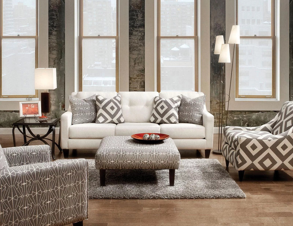 Ivory Fabric Sofa and Loveseat X107