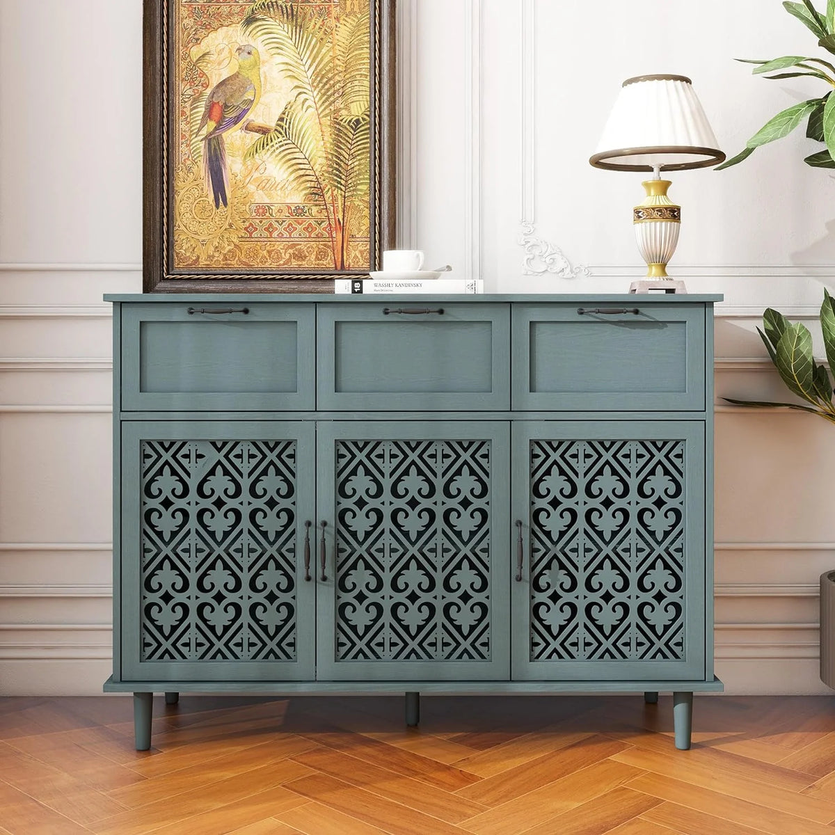 Solid Wood Sideboard Buffet Cabinet with 3 Doors 3 Drawers C2161
