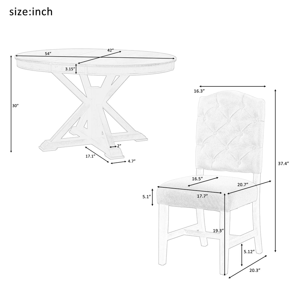 Extendable 5-Piece Dining Table Set with Upholstered Chairs X18508