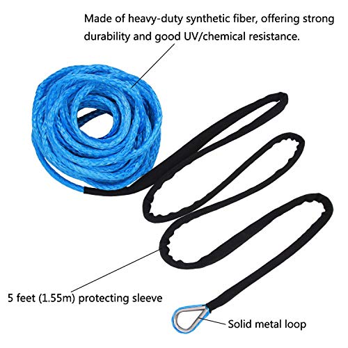 1/4 Inch x 50 Feet Synthetic Winch Line Cable Rope with Sleeve S151