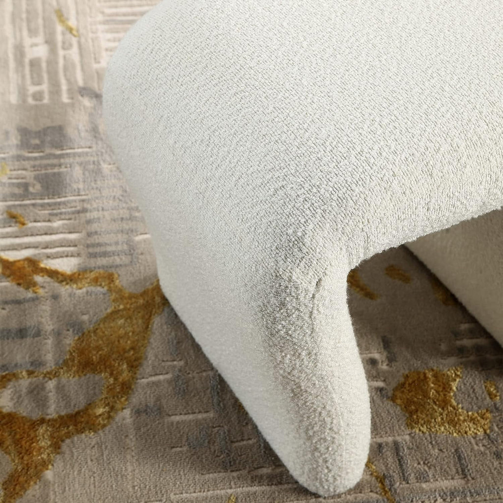 Boucle Vanity Stool with Wooden Legs R76355