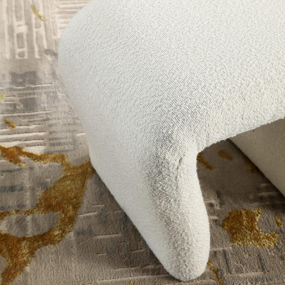 Boucle Vanity Stool with Wooden Legs R76355