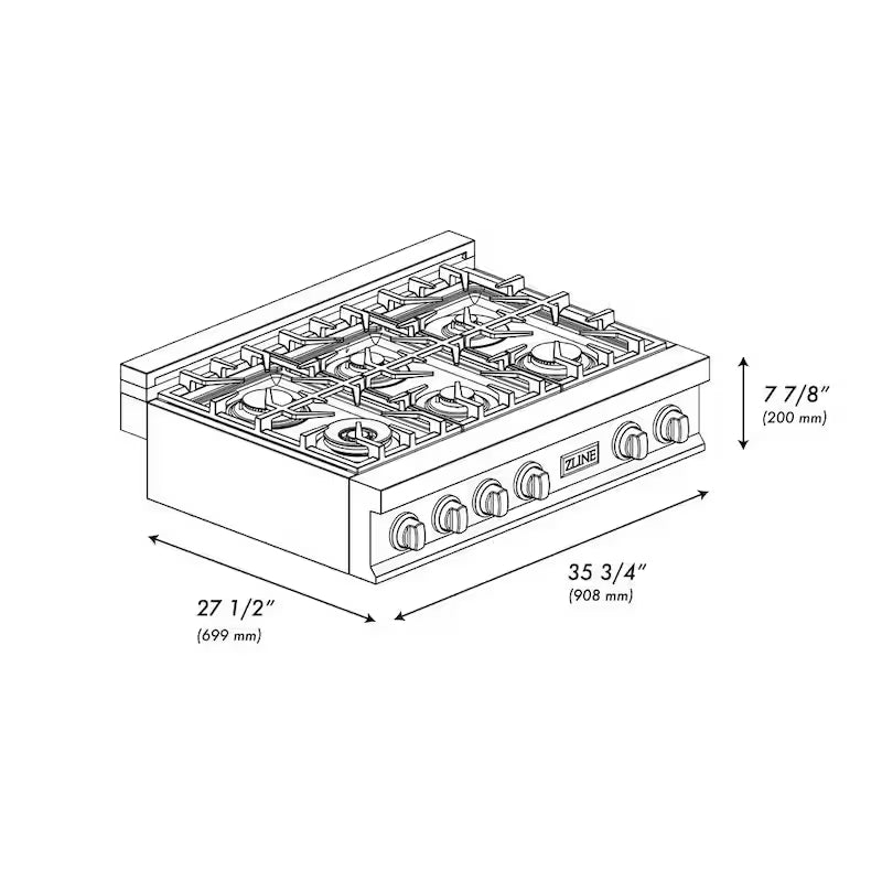 6 Burner Gas Cooktop with Griddle P72335