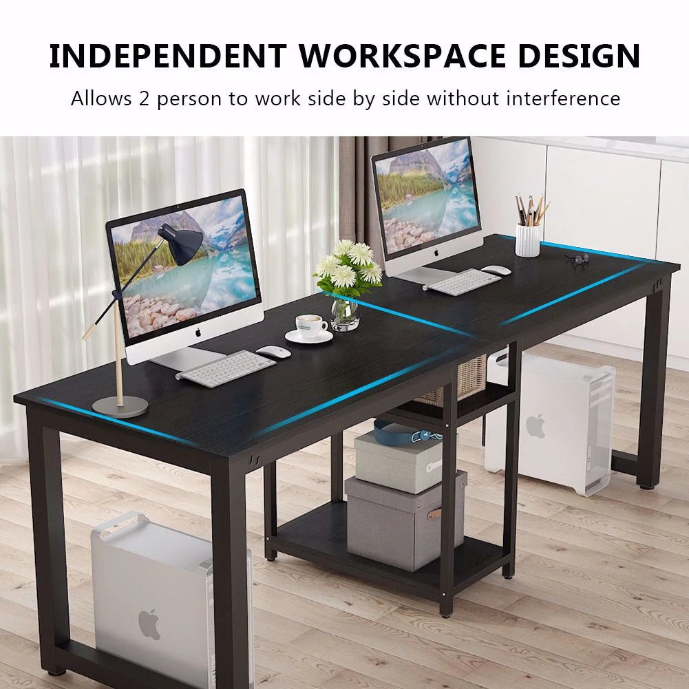78 Extra Large Two Person Computer Desk with Shelf B180602
