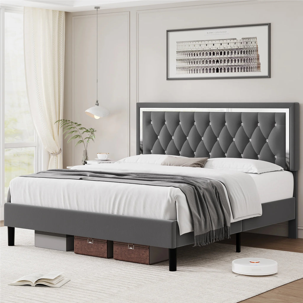 King Bed Frame with Adjustable Headboard B2833