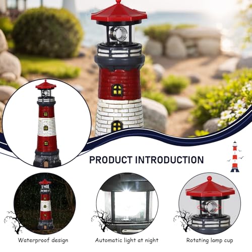 15 inch Waterproof Resin Solar Lighthouse Light J748