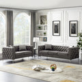 2 Piece Velvet Upholstered Sofa Set with 4 Pillows, Grey Q475