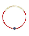 Diamond Blue Sapphire 14K Yellow Gold Evil Eye Bracelet O1512
