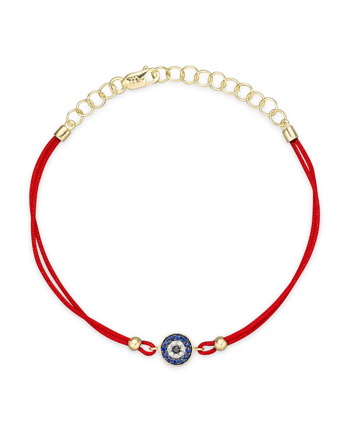 Diamond Blue Sapphire 14K Yellow Gold Evil Eye Bracelet O1512