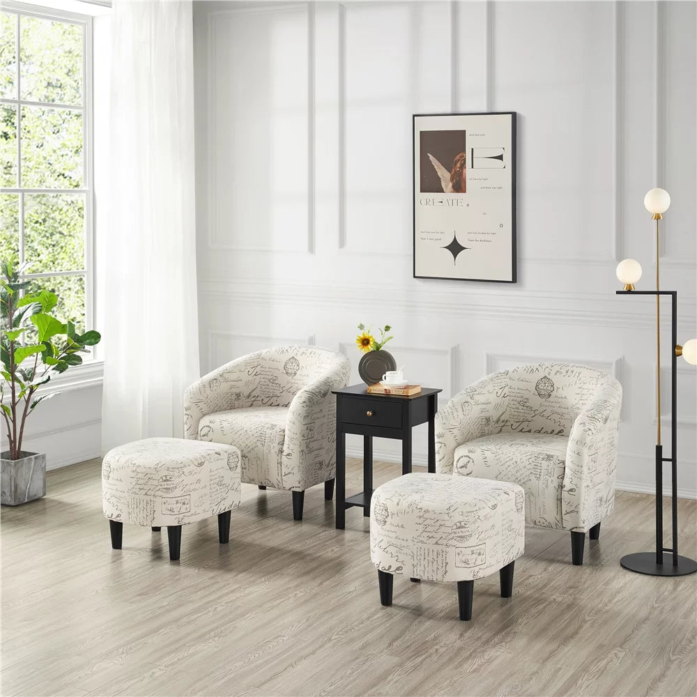 Velvet Accent Arm Chair and Ottoman Set Gray F385935