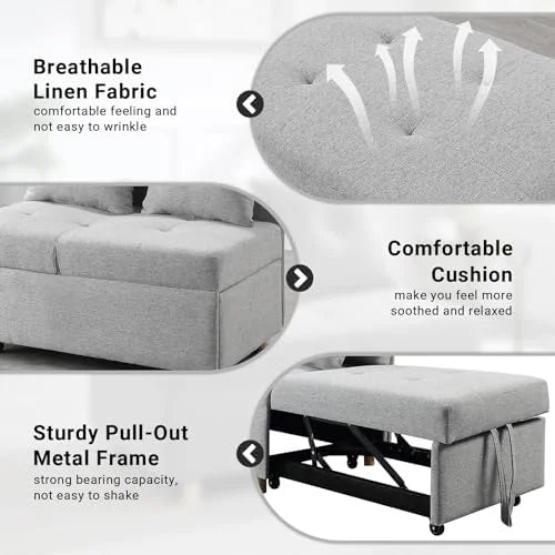 3 in 1 Convertible Velvet Sofa Bed with 2 Pillows B66841