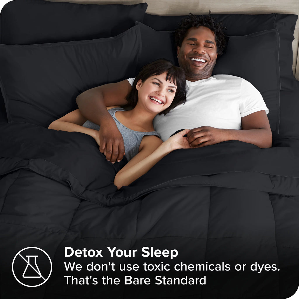 7-Piece Bed-in-a-Bag Full XL Black Sheet Set K58732