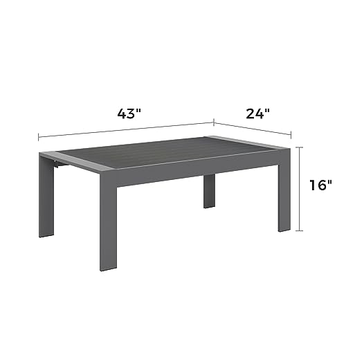 Aluminum Rectangle Metal Outdoor Coffee Table Black F76959