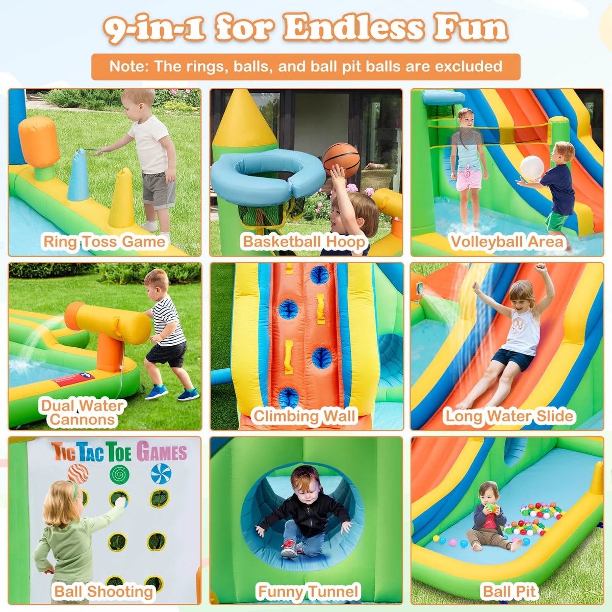 Inflatable Water Slide with 950W Blower L708393