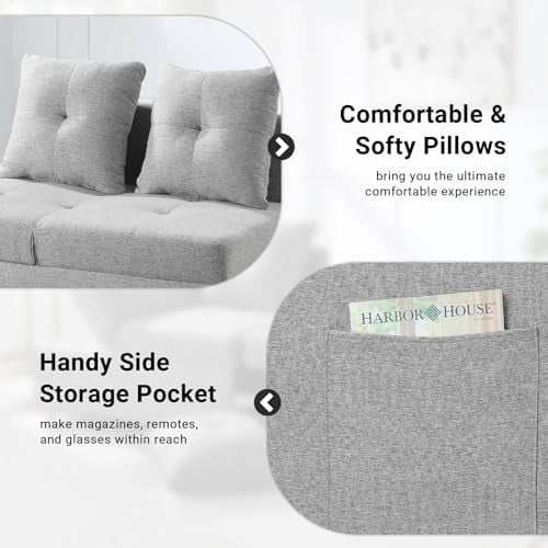 3 in 1 Convertible Velvet Sofa Bed with 2 Pillows B66841