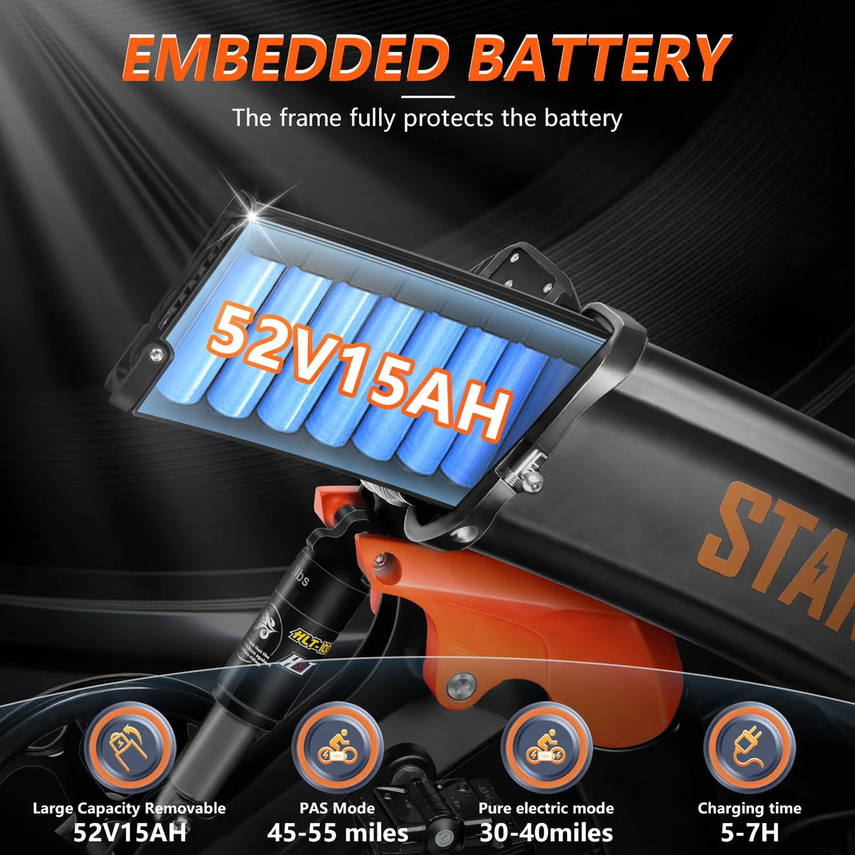 Foldable Electric Bike 52V 15AH Removable Battery Full Suspension J78938